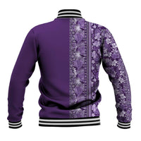 Hawaiian Tribal Elements Hibiscus Baseball Jacket Purple Pattern - Polynesian Pride