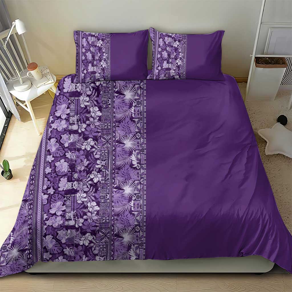 Hawaiian Tribal Elements Hibiscus Bedding Set Purple Pattern - Polynesian Pride