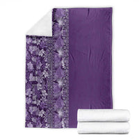 Hawaiian Tribal Elements Hibiscus Blanket Purple Pattern - Polynesian Pride