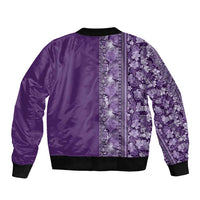 Hawaiian Tribal Elements Hibiscus Bomber Jacket Purple Pattern - Polynesian Pride