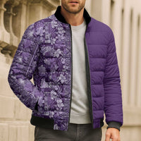 Hawaiian Tribal Elements Hibiscus Bomber Puffer Jacket Purple Pattern - Polynesian Pride