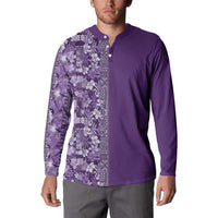 Hawaiian Tribal Elements Hibiscus Button Sweatshirt Purple Pattern - Polynesian Pride