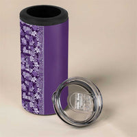 Hawaiian Tribal Elements Hibiscus 4 in 1 Can Cooler Tumbler Purple Pattern - Polynesian Pride