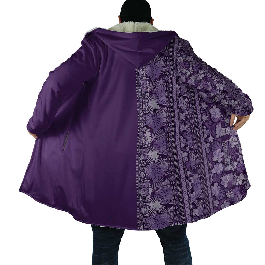Hawaiian Tribal Elements Hibiscus Cloak Purple Pattern - Polynesian Pride