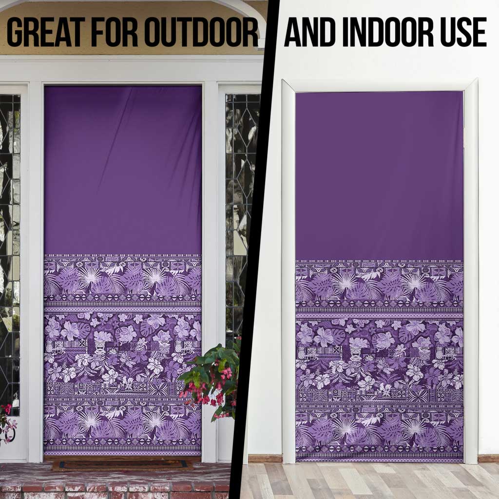 Hawaiian Tribal Elements Hibiscus Door Cover Purple Pattern - Polynesian Pride