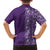 Hawaiian Tribal Elements Hibiscus Family Matching Long Sleeve Bodycon Dress and Hawaiian Shirt Purple Pattern - Polynesian Pride