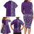 Hawaiian Tribal Elements Hibiscus Family Matching Long Sleeve Bodycon Dress and Hawaiian Shirt Purple Pattern - Polynesian Pride