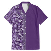 Hawaiian Tribal Elements Hibiscus Family Matching Mermaid Dress and Hawaiian Shirt Purple Pattern - Polynesian Pride