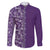 Hawaiian Tribal Elements Hibiscus Family Matching Puletasi and Hawaiian Shirt Purple Pattern - Polynesian Pride