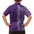 Hawaiian Tribal Elements Hibiscus Family Matching Short Sleeve Bodycon Dress and Hawaiian Shirt Purple Pattern - Polynesian Pride