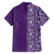 Hawaiian Tribal Elements Hibiscus Family Matching Short Sleeve Bodycon Dress and Hawaiian Shirt Purple Pattern - Polynesian Pride