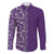 Hawaiian Tribal Elements Hibiscus Family Matching Short Sleeve Bodycon Dress and Hawaiian Shirt Purple Pattern - Polynesian Pride