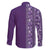 Hawaiian Tribal Elements Hibiscus Family Matching Short Sleeve Bodycon Dress and Hawaiian Shirt Purple Pattern - Polynesian Pride