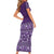 Hawaiian Tribal Elements Hibiscus Family Matching Short Sleeve Bodycon Dress and Hawaiian Shirt Purple Pattern - Polynesian Pride
