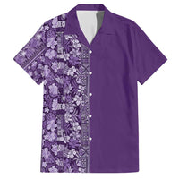 Hawaiian Tribal Elements Hibiscus Family Matching Summer Maxi Dress and Hawaiian Shirt Purple Pattern - Polynesian Pride