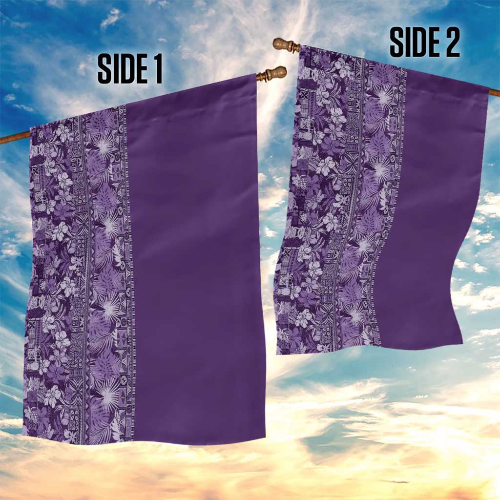 Hawaiian Tribal Elements Hibiscus Garden Flag Purple Pattern - Polynesian Pride