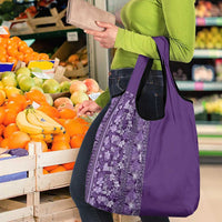 Hawaiian Tribal Elements Hibiscus Grocery Bag Purple Pattern - Polynesian Pride