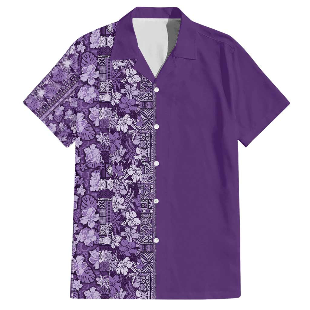 Hawaiian Tribal Elements Hibiscus Hawaiian Shirt Purple Pattern - Polynesian Pride