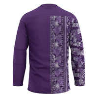 Hawaiian Tribal Elements Hibiscus Hockey Jersey Purple Pattern - Polynesian Pride