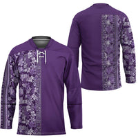 Hawaiian Tribal Elements Hibiscus Hockey Jersey Purple Pattern - Polynesian Pride