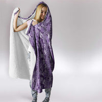 Hawaiian Tribal Elements Hibiscus Hooded Blanket Purple Pattern - Polynesian Pride