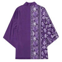 Hawaiian Tribal Elements Hibiscus Kimono Purple Pattern - Polynesian Pride