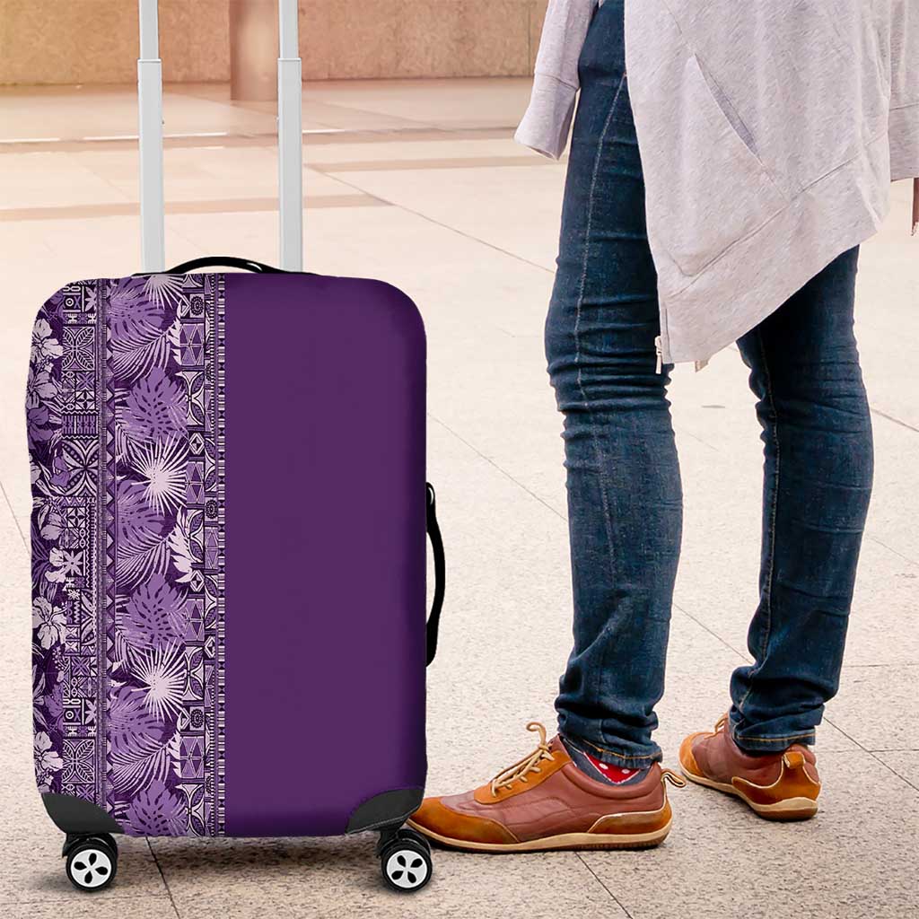 Hawaiian Tribal Elements Hibiscus Luggage Cover Purple Pattern - Polynesian Pride
