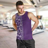 Hawaiian Tribal Elements Hibiscus Men Tank Top Purple Pattern - Polynesian Pride