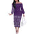 Hawaiian Tribal Elements Hibiscus Off The Shoulder Long Sleeve Dress Purple Pattern - Polynesian Pride