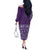 Hawaiian Tribal Elements Hibiscus Off The Shoulder Long Sleeve Dress Purple Pattern - Polynesian Pride