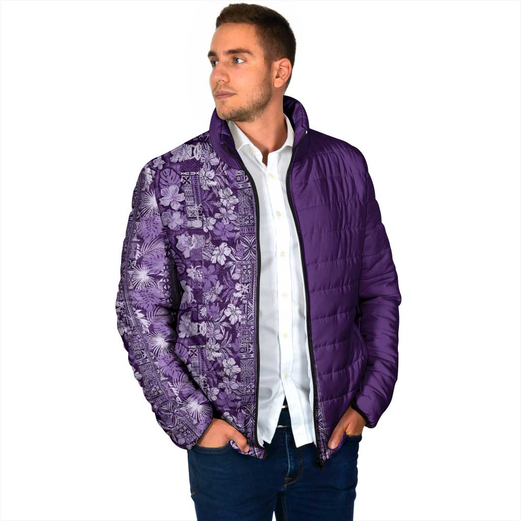 Hawaiian Tribal Elements Hibiscus Padded Jacket Purple Pattern - Polynesian Pride