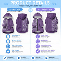 Hawaiian Tribal Elements Hibiscus Pet Hoodie Purple Pattern LT9 - Polynesian Pride
