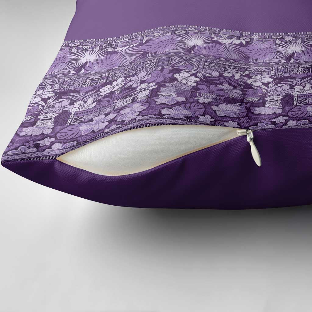 Hawaiian Tribal Elements Hibiscus Pillow Cover Purple Pattern - Polynesian Pride
