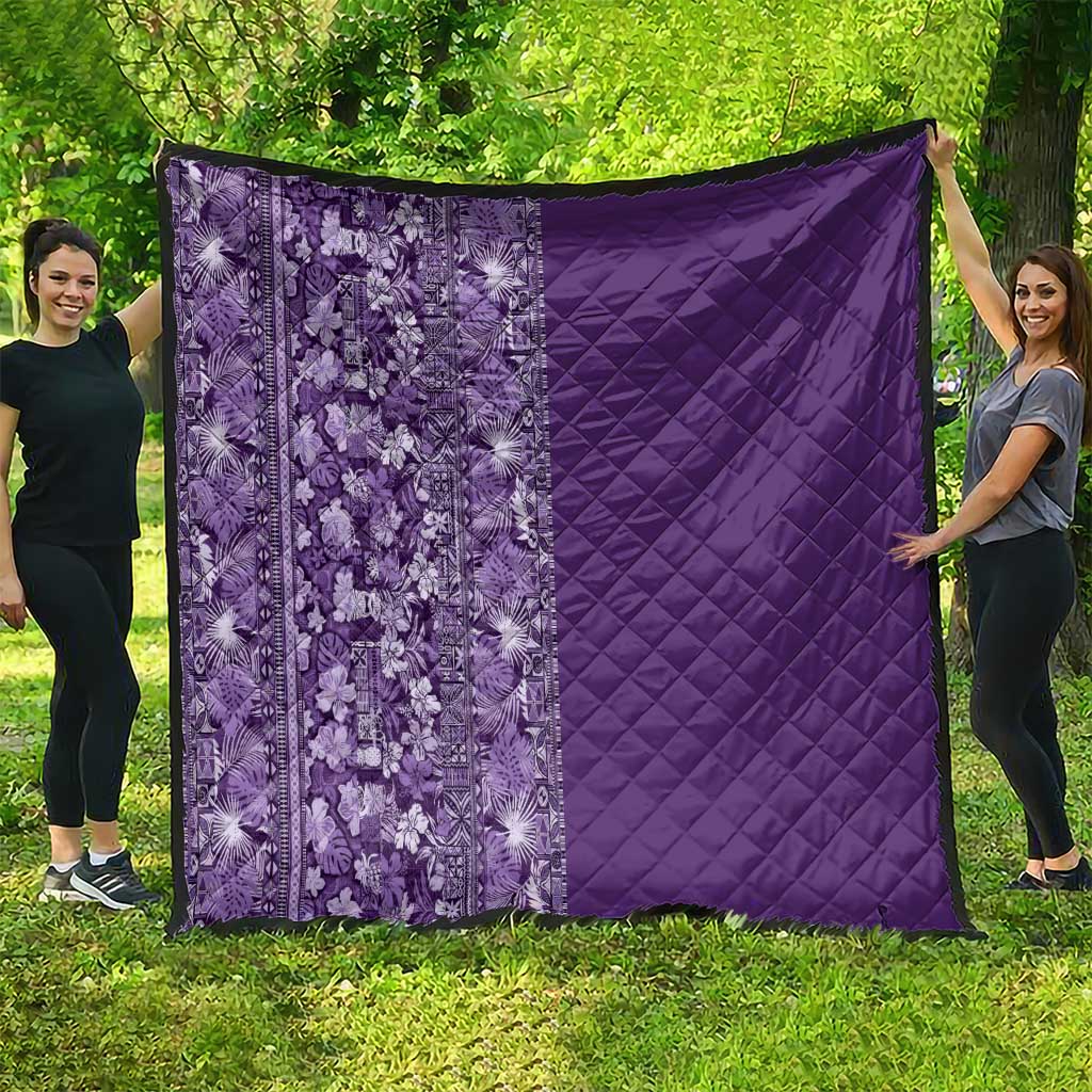 Hawaiian Tribal Elements Hibiscus Quilt Purple Pattern - Polynesian Pride