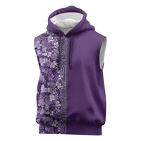 Hawaiian Tribal Elements Hibiscus Sleeveless Hoodie Purple Pattern - Polynesian Pride