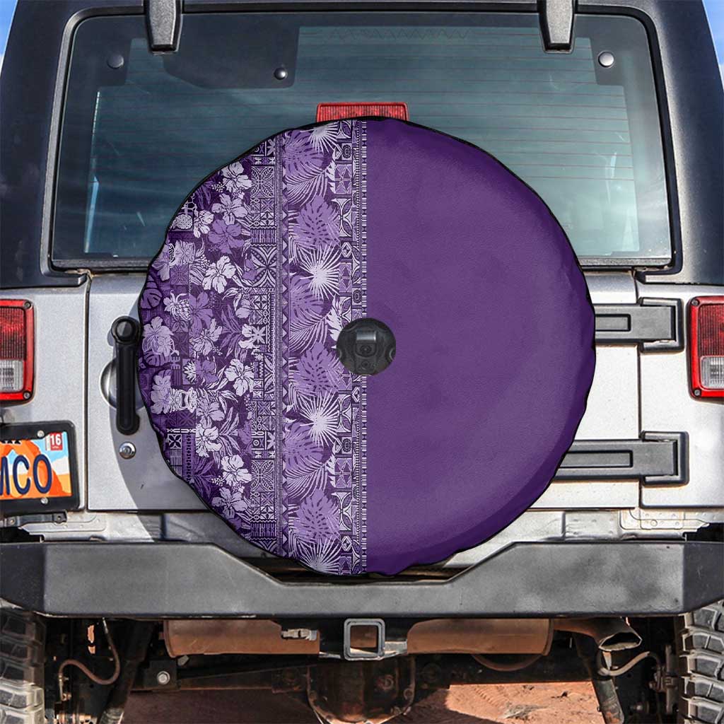Hawaiian Tribal Elements Hibiscus Spare Tire Cover Purple Pattern - Polynesian Pride
