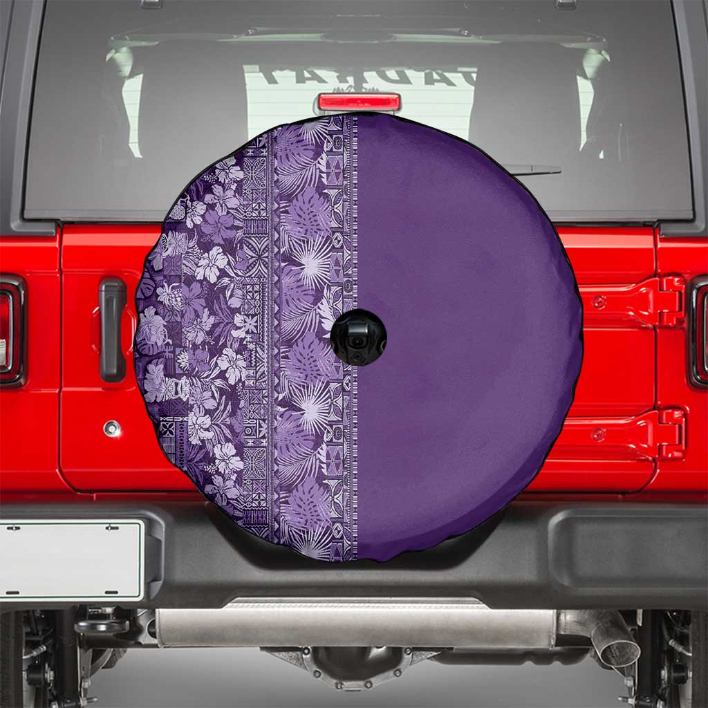 Hawaiian Tribal Elements Hibiscus Spare Tire Cover Purple Pattern - Polynesian Pride