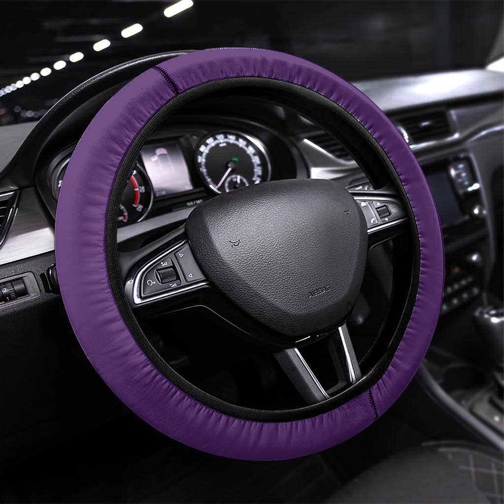 Hawaiian Tribal Elements Hibiscus Steering Wheel Cover Purple Pattern - Polynesian Pride