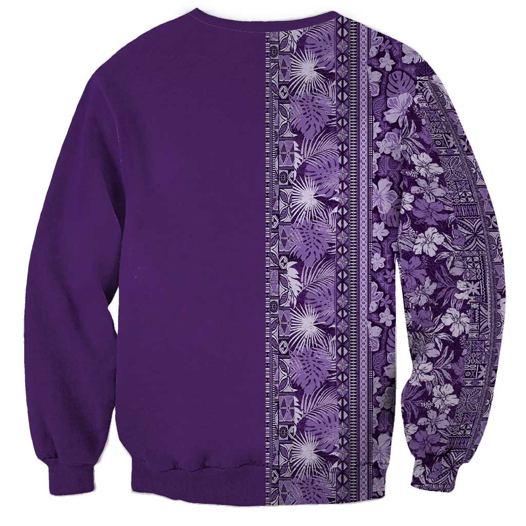 Hawaiian Tribal Elements Hibiscus Sweatshirt Purple Pattern - Polynesian Pride