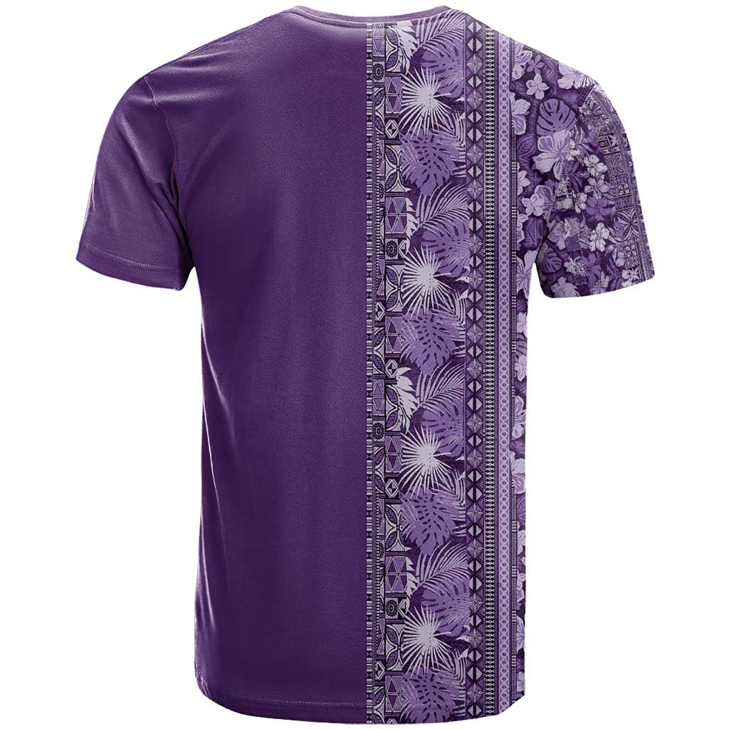 Hawaiian Tribal Elements Hibiscus T Shirt Purple Pattern - Polynesian Pride