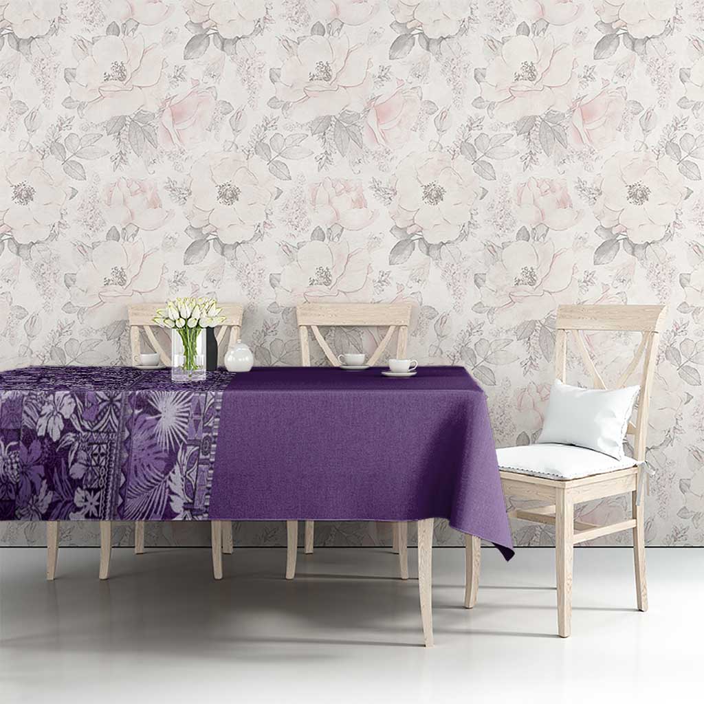 Hawaiian Tribal Elements Hibiscus Tablecloth Purple Pattern - Polynesian Pride