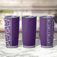 Hawaiian Tribal Elements Hibiscus Tumbler Cup Purple Pattern - Polynesian Pride