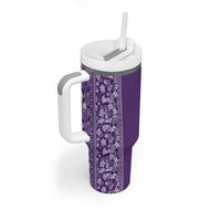 Hawaiian Tribal Elements Hibiscus Tumbler With Handle Purple Pattern - Polynesian Pride