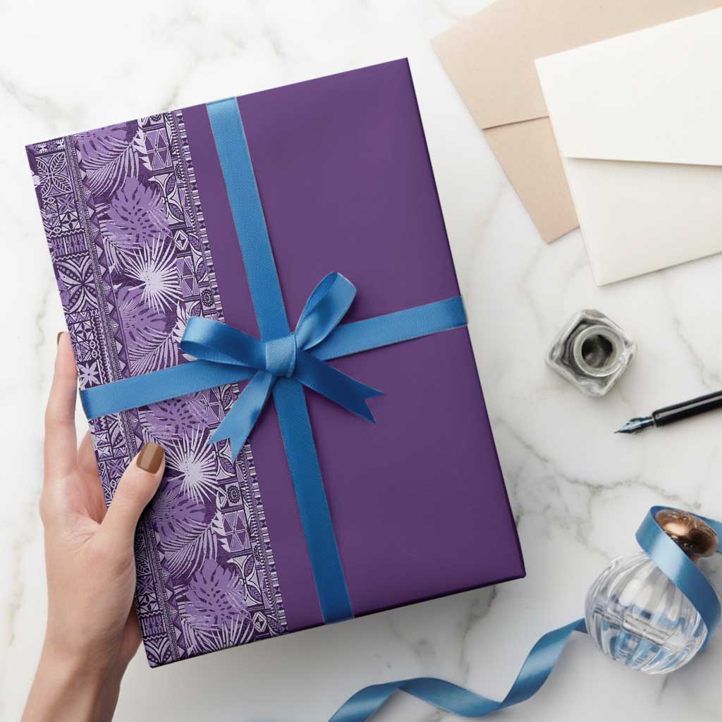 Hawaiian Tribal Elements Hibiscus Wrapping Paper Purple Pattern - Polynesian Pride