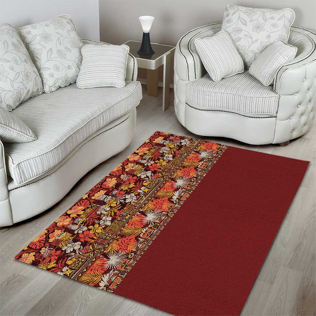 Hawaiian Tribal Elements Hibiscus Area Rug Red Pattern - Polynesian Pride