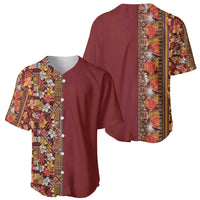Hawaiian Tribal Elements Hibiscus Baseball Jersey Red Pattern - Polynesian Pride