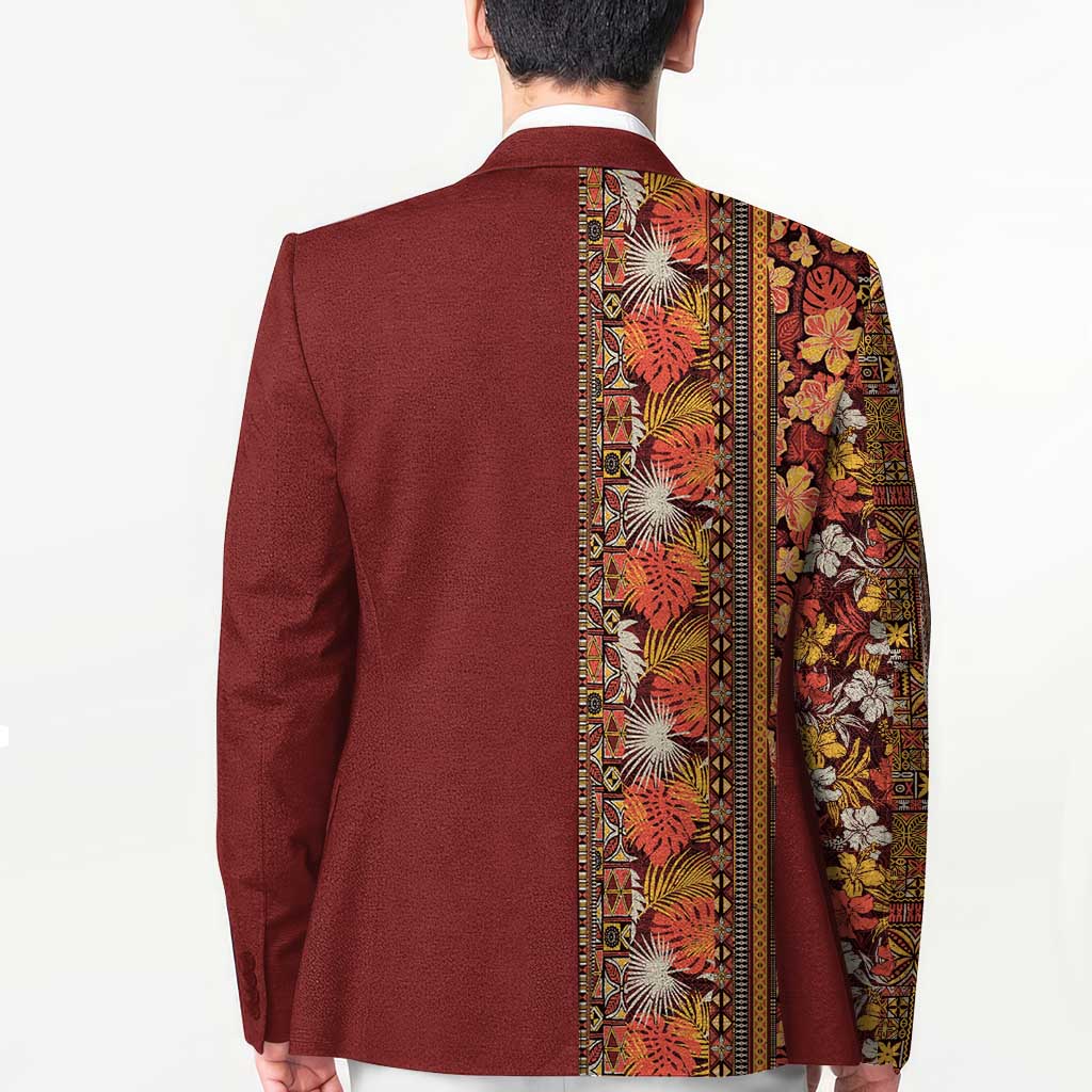 Hawaiian Tribal Elements Hibiscus Blazer Red Pattern - Polynesian Pride