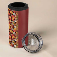 Hawaiian Tribal Elements Hibiscus 4 in 1 Can Cooler Tumbler Red Pattern - Polynesian Pride