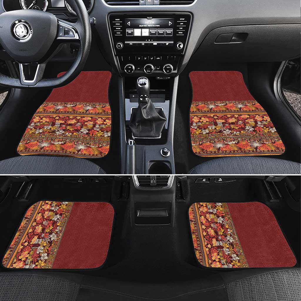 Hawaiian Tribal Elements Hibiscus Car Mats Red Pattern - Polynesian Pride