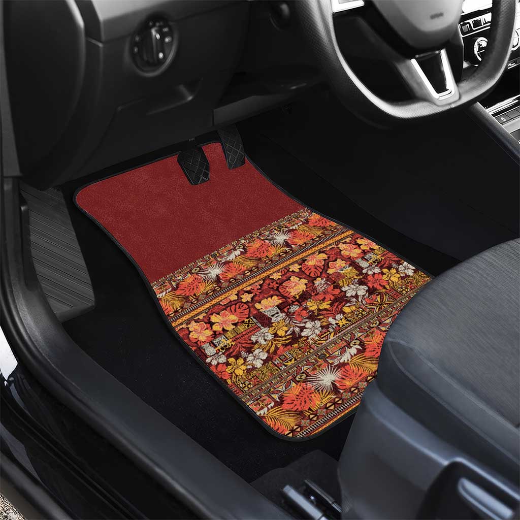 Hawaiian Tribal Elements Hibiscus Car Mats Red Pattern - Polynesian Pride